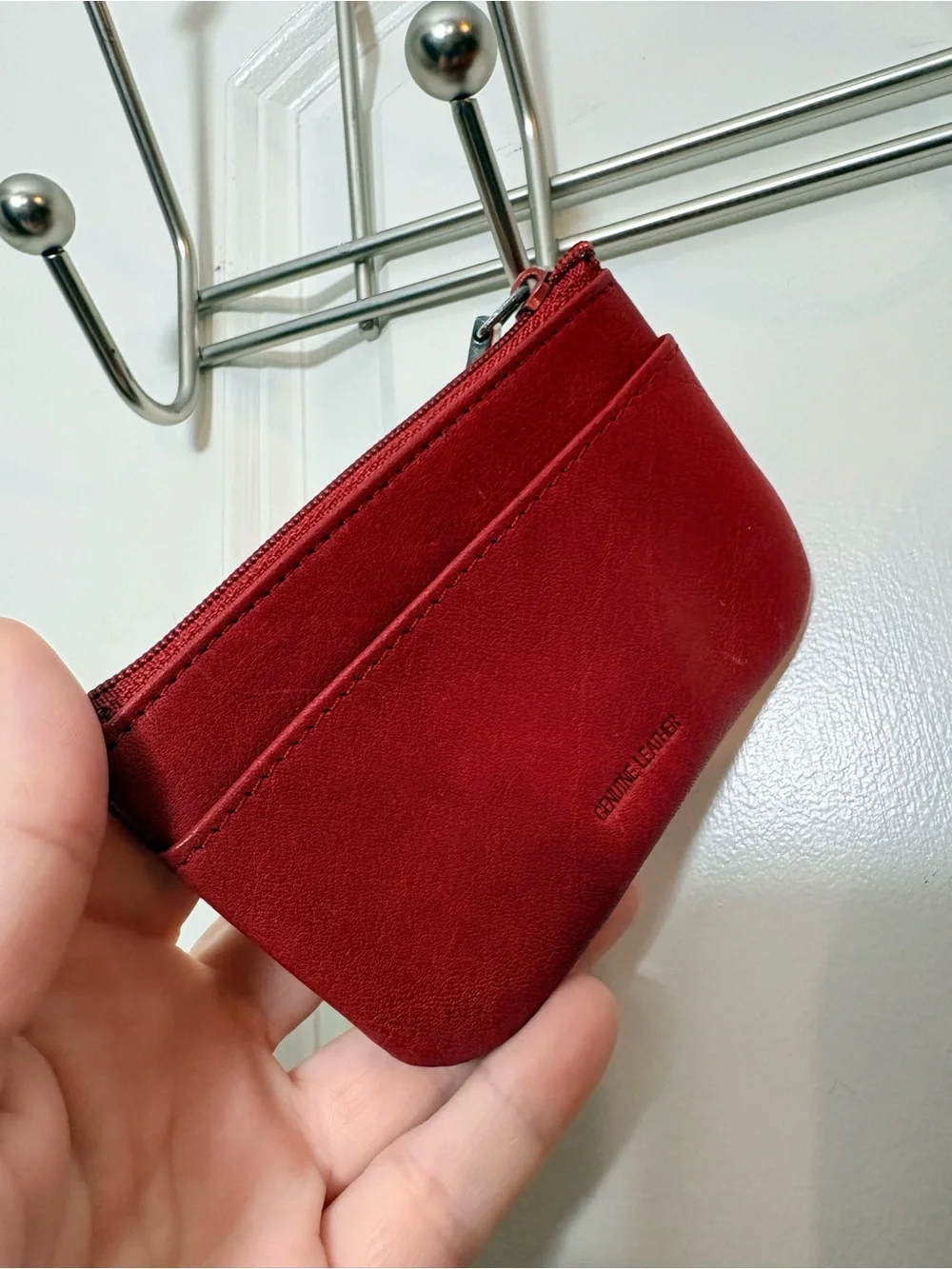 Fossil Red Pebbled Leather Mini Hobo Handbag ZB8590 + Matching Card Case Bundle
